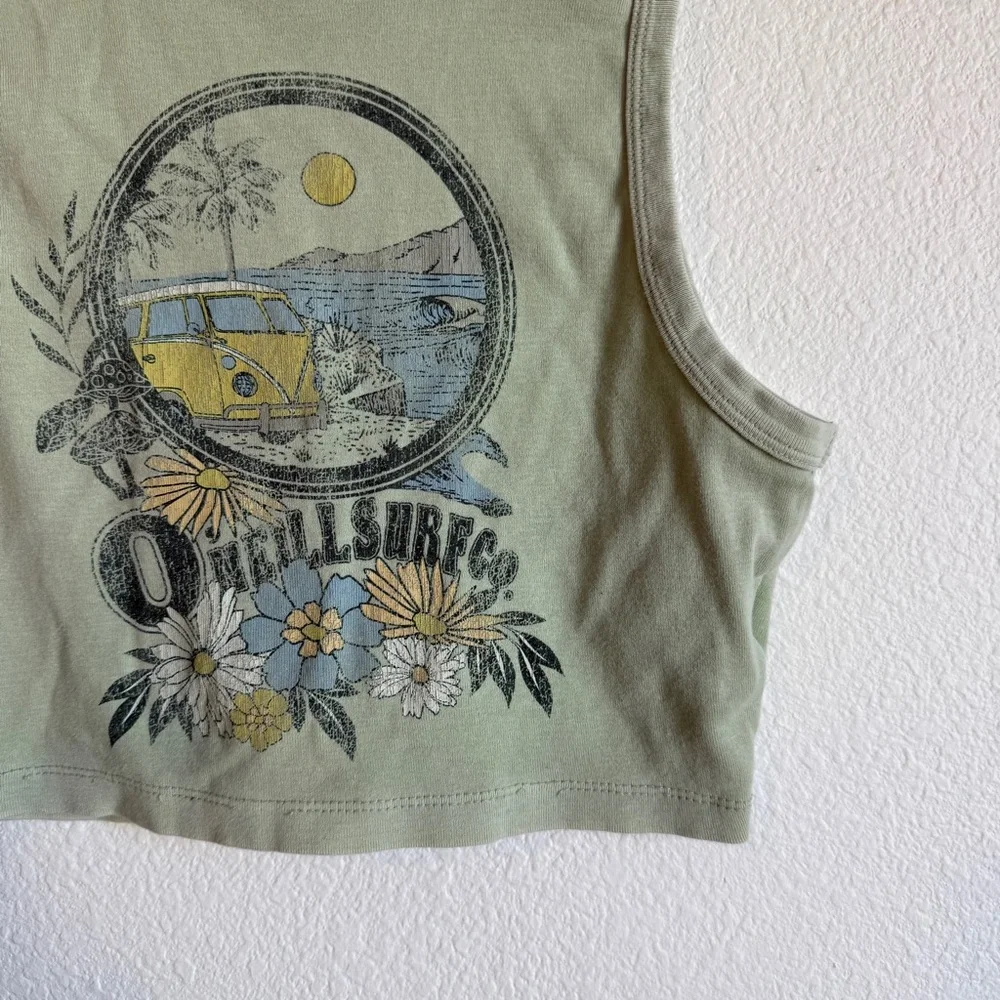 O’Neill Graphic Coastal Cropped Tank Top Sleeveless Cotton Women’s Size X-Small - Picture 2 of 5